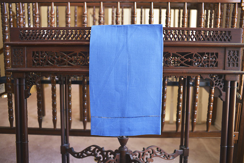 Marina Blue colored Hemstitch Guest Towels 14"x22". Each